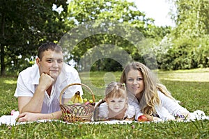 Family having picnic