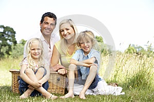 Family having picnic in countryside