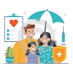 Family Healthcare Insurance concept. Flat photo