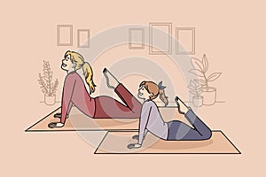 Family healthy lifestyle and yoga concept.