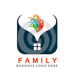Family heart home house roof union in a heart shape logo icon element vector on white background