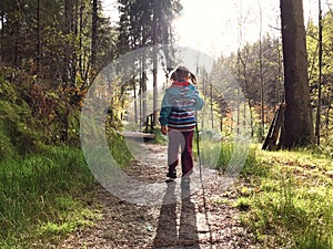 Family hike in autumn forest in Rheinland Pfalz photo