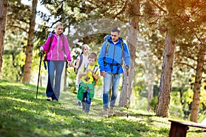 Family hiking day photo