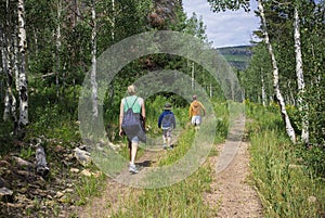 Family Hiking in the mountains