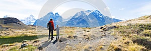 Family hiking in patagonia photo
