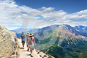 Family on a hiking trip in the mountains.