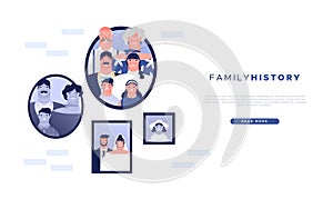 Family history web template of geneaology ancestry