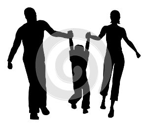 Family hold son silhouette