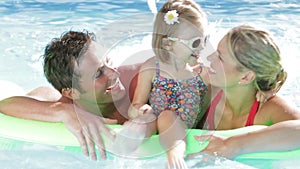 Family On Holiday In Swimming Pool