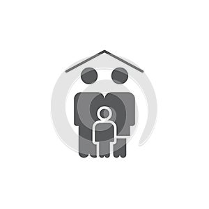 Family home icon, color, line, outline vector sign, linear style pictogram isolated on white. Symbol, logo illustration. Editable