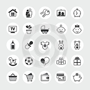 Family and home total vector icon set