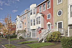 Family homes in a row Oregon.