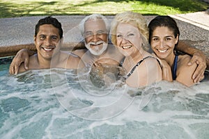 Family in hot tub portrait. photo
