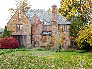 Family house with frontyard lawn