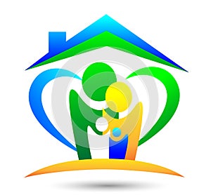 Family House ,home love, happy, care logo on white background