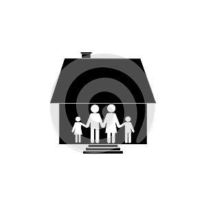 Family in house icon isolated on white background. Family protect concept