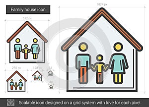 Family house line icon.