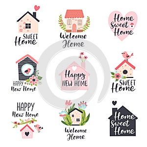 Family house logo design concepts, real estate icons, home decor store emblems