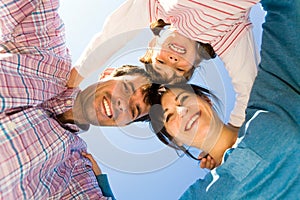 Family in a huddle