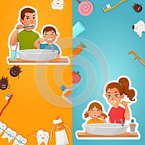 Family Hygiene Of Teeth Vertical Banners