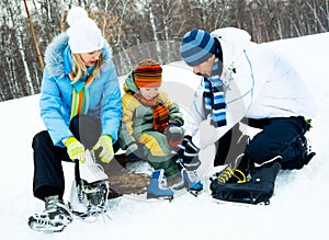 Family ice skating