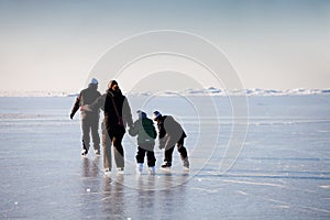 Family ice skating