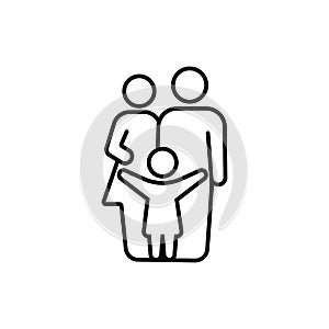 Family icon line in black simple design on an isolated background. EPS 10 vector