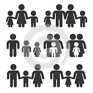 Family Icons Set on White Background. Vector