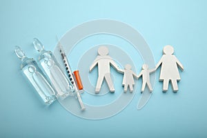 Family immunization concept. Flu vaccine for children