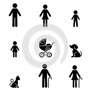 Family infographic icons collection