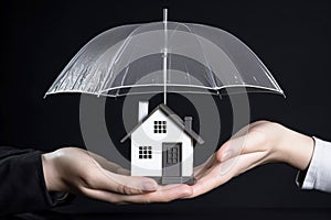 Family insurance, life and property safety concept, protection umbrella concept.