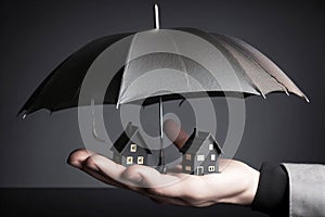 Family insurance, life and property safety concept, protection umbrella concept.