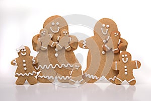 Family of Isolated Ginger Bread People on White Background