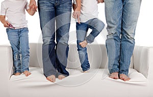 Family in jeans