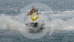 Family Jet skiing Black sea Golden Sands Varna Bulgaria