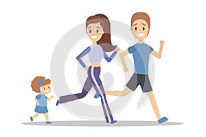 Family jogging. Healthy and active family lifestyle