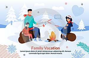 Family Joyfully Camping in Winter Season Poster