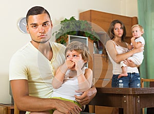 Family with kids having quarrel