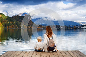 Family on the Lake Bled, Slovenia, Europe