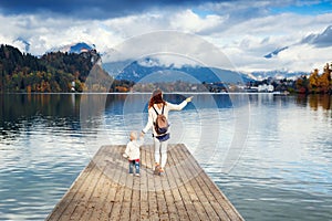 Family on the Lake Bled, Slovenia, Europe