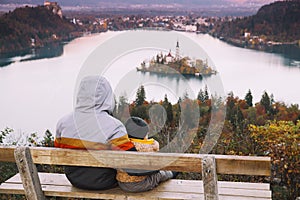 Family on the Lake Bled, Slovenia, Europe