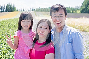 Family with landscape in Furano