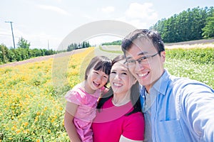 Family with landscape in Furano