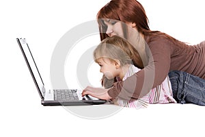 Family with laptop