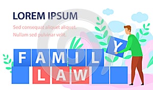 Family Law, Judiciary Flat Banner Vector Template