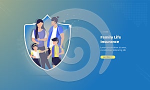 Family life care insurance on illustration concept