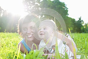 Family Life Concepts and Ideas. Caucasian Brunette Mother with Her Toddler Son Spending Time Together