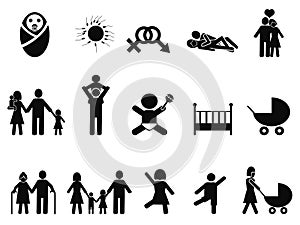 Family life icons set