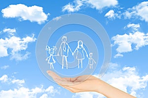Family life insurance, family services, family policy concept.