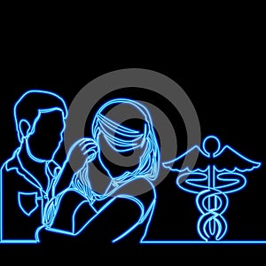 Family life insurance Medicine sign icon neon vector illustration concept